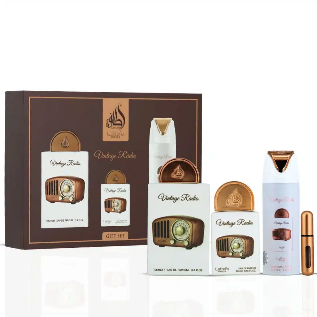 Lattafa Pride Vintage Radio Gift Set – 3‑Piece Eau de Parfum